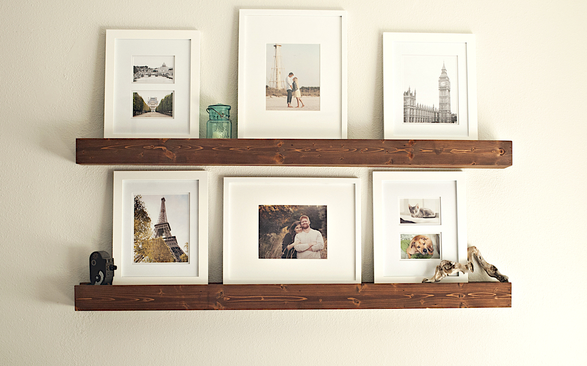 diy ledge shelves beams